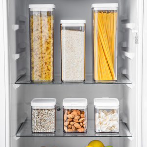 Conteneur de stockage en plastique PET de marque <span class=keywords><strong>Metka</strong></span>, design moderne, avec couvercle, résistant au congélateur, pour le stockage des grains de café dans la cuisine, capacité de 1100 ml, en stock - Product Image 1