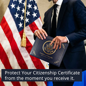 Porta Documentos de Ciudadanía Estadounidense, Piel Sintética Granulada, Tamaño A4 8.5x11, con Estampado Plateado, Interior de Cartón Blanco - Product Image 6