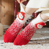 Chaussettes d'hiver rembourrées en polaire corail pour femmes, motif animaux mignons, longueur mi-mollet, respirantes, pour la maison, le sommeil, chaudes, de Noël, vente en gros