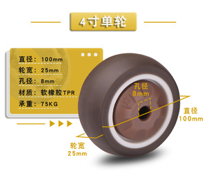 Petite roue pivotante de 1 à 2,5 pouces, roue simple en TPR silencieuse et résistante à l'usure, roulement à billes conique, roue mobile, garantie de 3 ans - Product Image 4