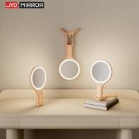 Miroir double face portable avec poignée, éclairage LED pour maquillage, personnalisation du logo, fournisseur OEM ODM, vente en gros