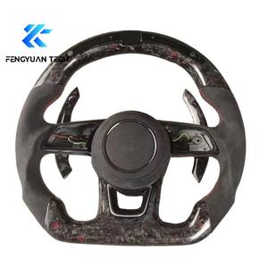 Volante Deportivo de Fibra de Carbono y Cuero con Base Plana para <span class=keywords><strong>Audi</strong></span> <span class=keywords><strong>A1</strong></span>/A3/A4/A5/A6/A7/RS5-RS7/S5-S7 con Pantalla LED y Agarre de 40 mm - Product Image 2