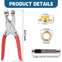 Kit d'outils de poinçonnage pour œillets de 12 mm (diamètre intérieur) avec œillets métalliques de 12 mm, pinces pour cuir/ceintures/chaussures/artisanat