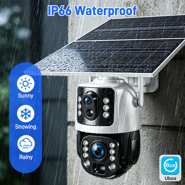 New 24/7 Recording 36X Optical Zoom Ubox Solar Camera Night Vision Memory Card Long-Standby Battery Wireless 4G WIFI CCTV