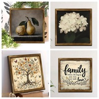 Cadre photo en bois style peinture à l'huile rétro, motifs variés au choix, pour décoration intérieure, artisanat et portraits