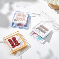 Boîte d'emballage transparente carrée personnalisée avec logo pour faux ongles, en plastique à deux couches, pour présentation et rangement des capsules d'ongles, nouveau design