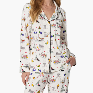 Conjunto de Pijama Personalizado, Transpirable, con Estampado, de Lujo, Manga Larga, de Algodón, para <span class=keywords><strong>Mujer</strong></span>, Ropa Cómoda - Product Image 1
