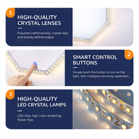 Nouveau design esthétique, miroir LED en cristal intelligent pour salle de maquillage, effet flottant octogonal, décoration murale lumineuse