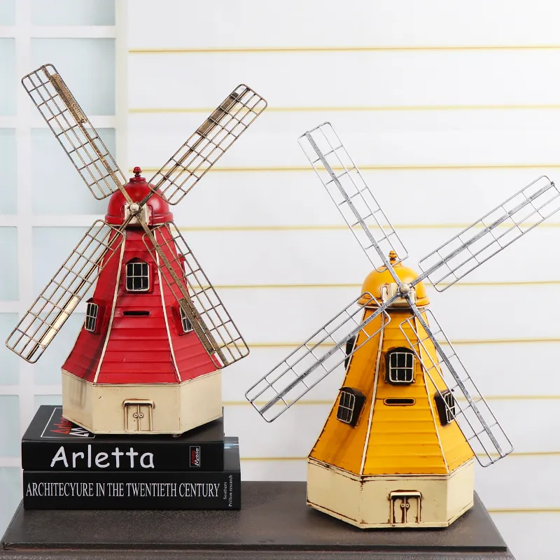 Artisanat en métal Vintage ornements hollandais moulin à vent pour la maison bureau décor de bureau