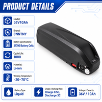 Baterai Li-ion Hailong Downtube 36V 48V 52V 10Ah untuk Konversi Sepeda Listrik, Sel 21700, 1000 Siklus
