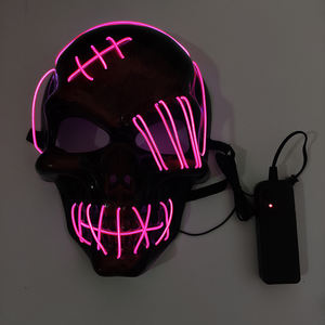 Unisex korkunç aydınlık kafatası maskesi PVC LED parlayan iskelet kafa maskeleri korku parti sahne Cosplay kostüm cadılar bayramı dekorasyon için - Product Image 4