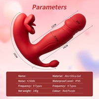 Vibrateur réaliste rétractable à 9 fréquences, double stimulation, contrôlé par application, pour adultes