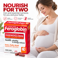 Capsules de fer, acide folique, vitamines B12 et B6, zinc, marque privée OEM, pour adultes, nutrition des globules rouges, compléments alimentaires, vente en gros