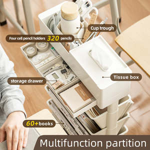 OEM/ODM Grande Capacité Porte-Livres Rack Organisateur avec Roue Papeterie Stockage 5 Couches Enfants Étagère - Product Image 3