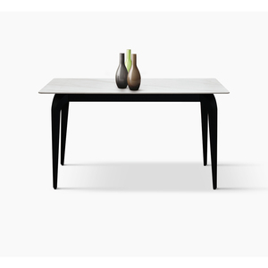 Table à manger Evelin, plateau en céramique blanche, base en métal, utilisation en intérieur - Product Image 5