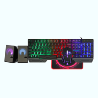 Ensemble de jeu filaire RVB 4-en-1 avec clavier rétroéclairé, haut-parleur et tapis de souris pour ordinateur portable Gamer Interface USB 104 touches