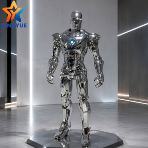 Grande sculpture de robot cyberpunk mécanique avec éclairage LED, finition miroir, en fibre de verre, pour décoration intérieure, statue artistique - Product Image 2