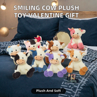 Peluche Vache Souriante aux Cheveux Bouclés – Style Dessin Animé Moderne Imprimé Numérique Doux pour Machine à Pinces, Saint-Valentin