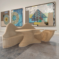 Table basse en bois paramétrique de luxe moderne pour mobilier commercial pour les salles d'attente ou les réceptions d'écoles ou d'appartements