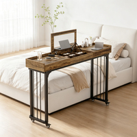 Grande table de chevet convertible en bois avec roulettes, bureau d'ordinateur mobile, poste de travail debout, chariot pour ordinateur portable, conception robuste