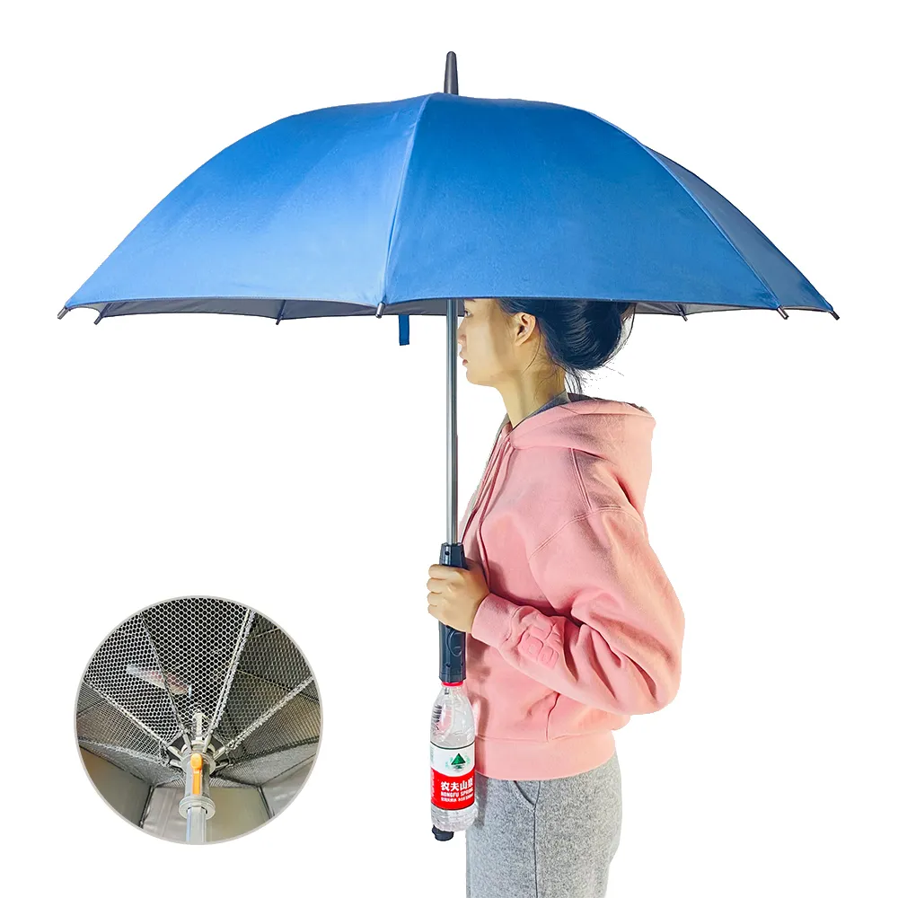 مظلة صيفية من أوفيدا ، مظلة مروحة مقاومة للماء متعددة الوظائف تدعم USB وبطاريات شاحن مع مظلة مروحة كبيرة السعة