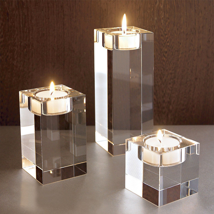 6cm 8cm 10cm K9 크리스탈 캔들 홀더 세트 3 Tealight 촛대 캔들 스트랜드 웨딩 센터 피스 허리케인 캔들 홀더