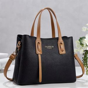 2026 Fashion Women Handbag <b>Top</b> <b>Handle</b> Crossbody Shoulder Tote <b>Bag</b> Durable Zipper Closure <b>Black</b> Contrast Trim Daily Office Purse - Product Image 1