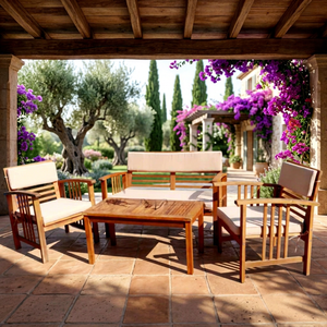 Ensemble de canapés en teck moderne et luxueux, écologique, imperméable, avec protection UV, pour une utilisation en extérieur et en intérieur, adapté aux villas, meubles de jardin - Product Image 1