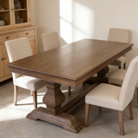 Table à manger en bois de style rétro américain, finition vieillie vintage, table de salle à manger