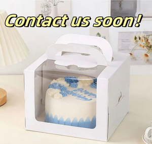 Boîte à gâteau portable en papier d'art de qualité alimentaire avec logo personnalisé imprimé, emballage de boulangerie pour pâtisserie et desserts, vente en <span class=keywords><strong>gros</strong></span> - Product Image 2