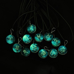 Collar de cadena PFT Vintage Zodiac con colgante personalizado de PU+esmalte de color, chapado en plata, luminoso, para regalo de <span class=keywords><strong>pareja</strong></span> unisex - Product Image 4