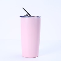 Gobelet isotherme sous vide en acier inoxydable 20/304 pour le commerce extérieur, tasse de voiture sans fond avec tube d'aspiration pour cadeaux d'affaires