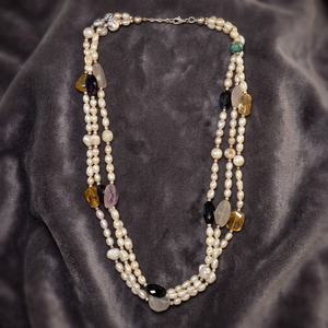 Collar de Perlas de Múltiples Hilos para Mujer con Piedras Preciosas, Elegante Joya para Regalo - Product Image 3