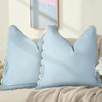 Housse de coussin en lin naturel personnalisée avec bordure festonnée colorée, toutes tailles, housse de coussin décorative en lin crème avec passepoil