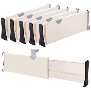 Inthetrend Bedroom ABS Injection Molded Rectangle Adjustable White Modern Multifunction Custom Logo <b>Clothes</b> Drawer Divider - Product Image 1