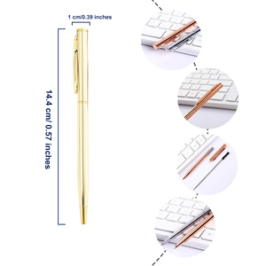 Bolígrafos personalizados de lujo de Metal con logotipo promocional, bolígrafos de escritura de tinta negra de oro rosa fino a bajo precio para la escuela y el hogar - Product Image 3