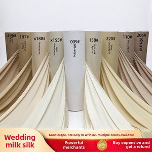 Tissu extensible en polyester coloré effet soie de lait pour drapage de plafond de mariage, matériau transparent pour mariages en extérieur - Product Image 1