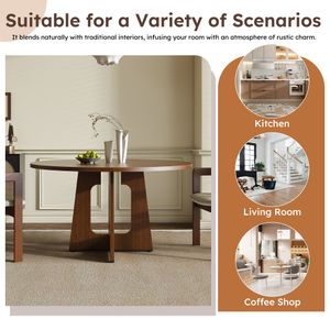 Mesa de Comedor Redonda para 4 Personas - Mesa de <span class=keywords><strong>Cocina</strong></span> Estilo Rústico de 47 Pulgadas, Mesa Circular de MDF con Acabado de Vetas de Madera, Capacidad de Peso de 300 lb - Product Image 4