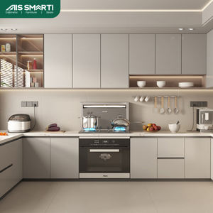 AIS <span class=keywords><strong>2025</strong></span>モダンラグジュアリーキッチン家具光沢度の高い黒ラッカーカスタムキッチンキャビネットMDF大理石ラミネートラグジュアリーキッチン - Product Image 2