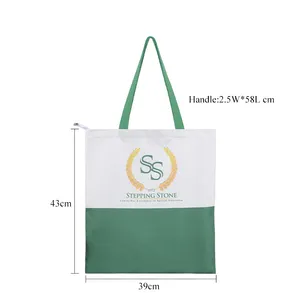 Preço barato Orgânico Dois Tones Canvas Tote Bag Alvo Reutilizável Mercearia Sacos De Ombro De Compras Com Impressão Personalizada