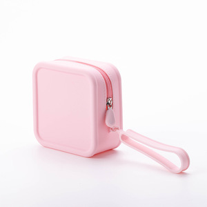 Customer Logo BPA Free <b>Reusable</b> Square Bag <b>Food</b> Grade Silicone Zipper Travel Cosmetic Organizer Lipstick Case Makeup <b>Pouch</b> - Product Image 1