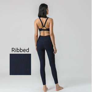 Pantalones de fitness deportivos desnudos acanalados personalizados de longitud completa encantador multicolor 4 vías estiramiento sin costuras mujeres Fitness gimnasio pantalones de yoga - Product Image 6