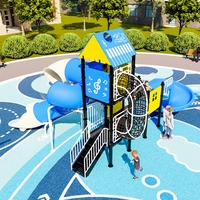 Juguetes para niños al aire libre Combinación de tobogán de escalada de acero para parques y centros comerciales Patio de juegos al aire libre de plástico