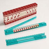 Nouveauté : Jeu de Mahjong Américain Renne de Noël avec règle de placement des tuiles multicolores pour les réunions de famille et les jeux de table en intérieur