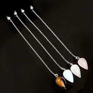 Caliente Reiki brujería péndulo espiritual cristal cuarzo rosa gota de agua colgante piedra Natural péndulo péndulos Wiccan herramientas - Product Image 4