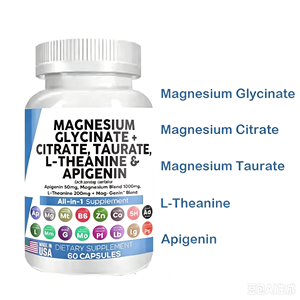 Cápsulas de Citrato de <span class=keywords><strong>Magnesio</strong></span>, L-Teanina, Apigenina y <span class=keywords><strong>Taurato</strong></span>, Complejo 12 en 1, 1000 mg, Suplemento para Dormir, <span class=keywords><strong>Magnesio</strong></span> Glicinato para el Cerebro, OEM - Product Image 2
