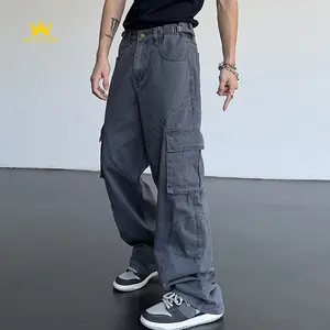 Moda erkek kargo pantolon, benzersiz tasarlanmış açık fonksiyonel pantolon destek özelleştirme