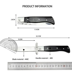 Couteau pliant multifonctionnel de camping et de chasse en plein air - 3 lames de cautérisation, manche en ébène, bord droit, DIY OEM - Product Image 6