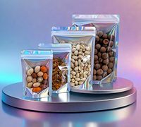 Sachet Doypack Personnalisé en Mylar Holographique, Anti-odeur, Qualité Alimentaire, avec Fenêtre Transparente, Fermeture Ziplock, Effet Laser Arc-en-ciel