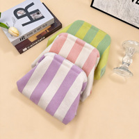 Pochette de maquillage en peluche à rayures colorées, motif personnalisé, mode hiver, pour femmes, voyage quotidien, rangement portable